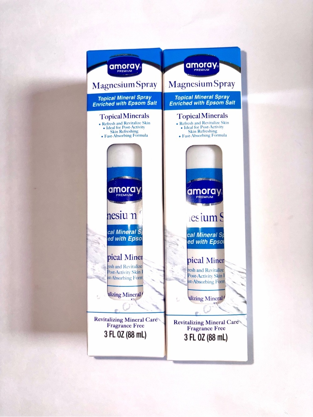 Amoray Premium Magnesium Spray 3 oz Topical Mineral Epsom Salt x 2
